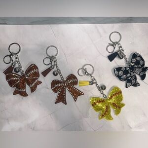 Rhinestone Sports Bow Keychain Bag Charm